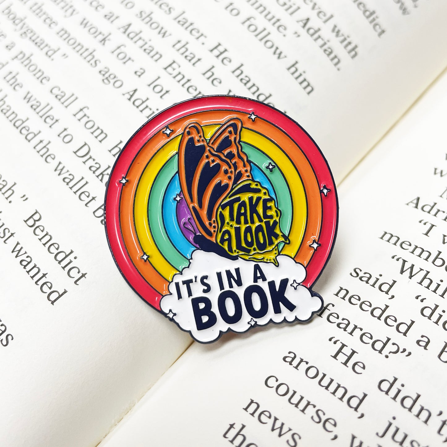 It's In A Book Rainbow Reading Enamel Pin
