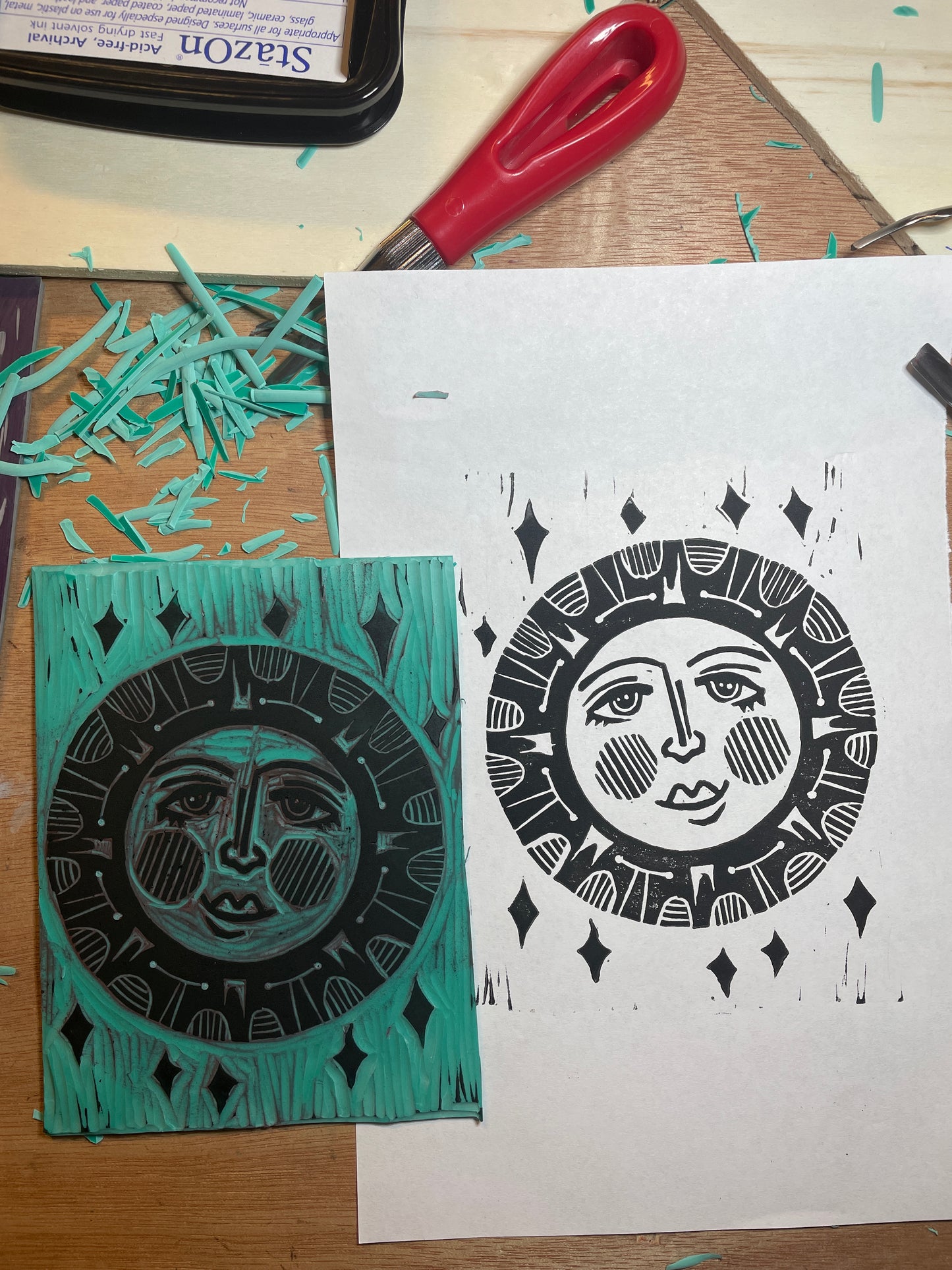 Seraphina | Handmade Linocut Sun Banner
