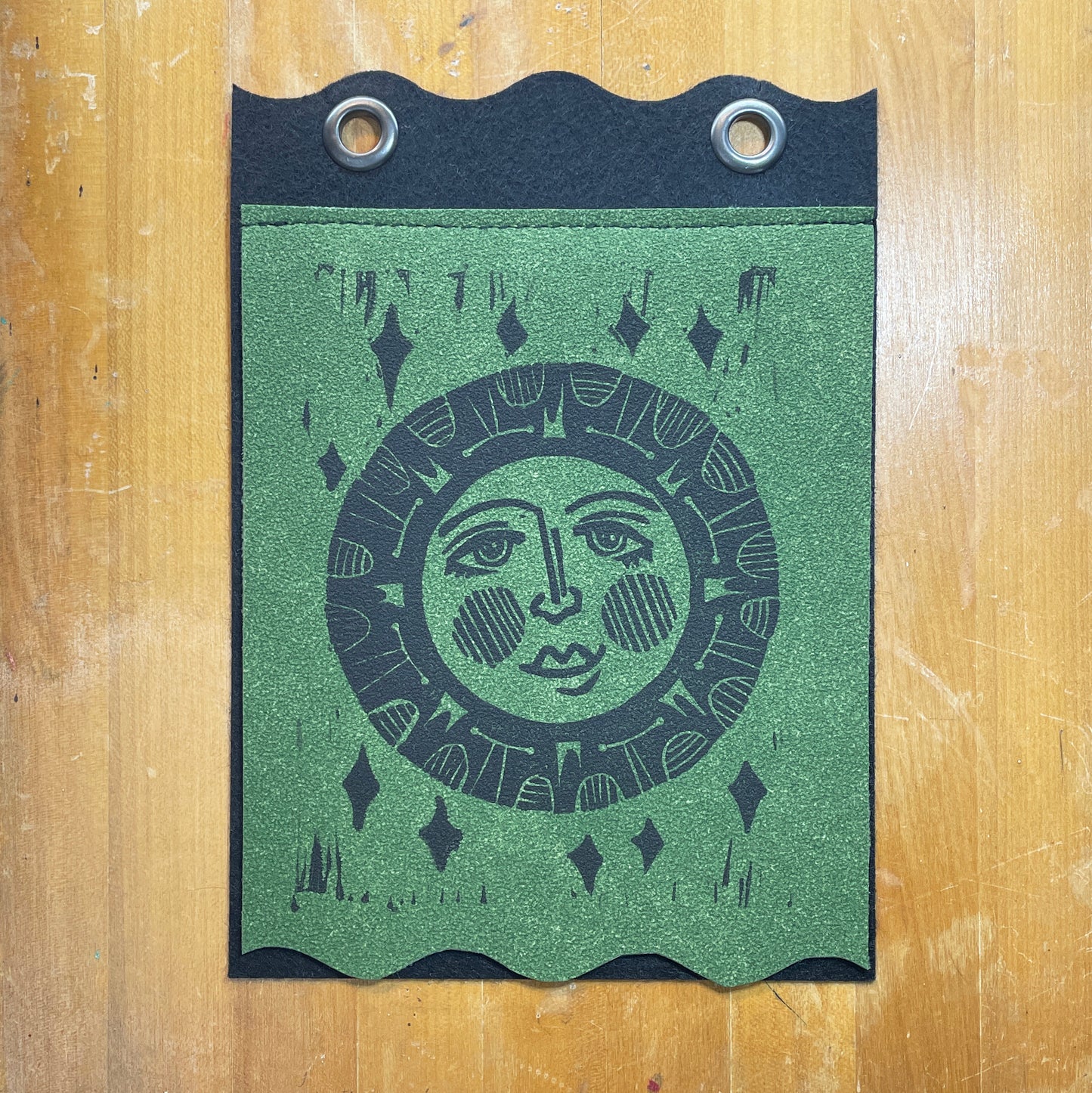 Seraphina | Handmade Linocut Sun Banner