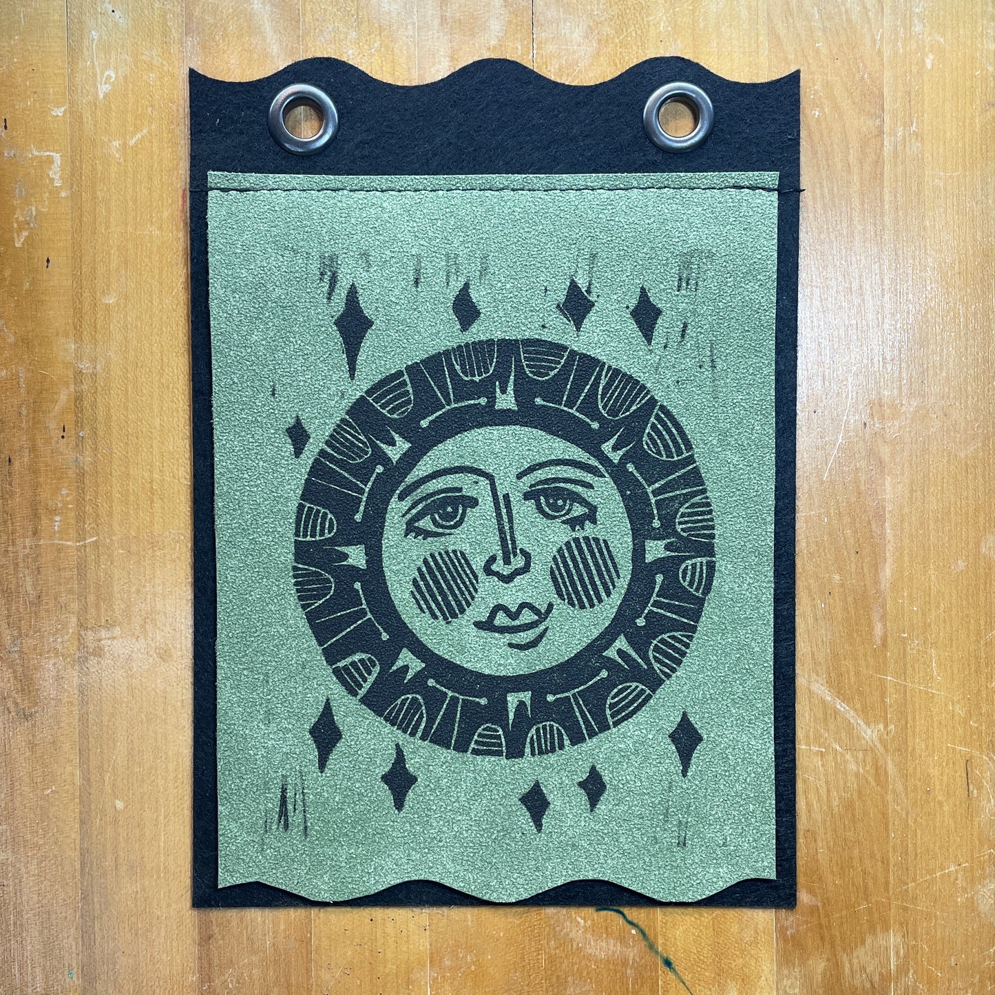 Seraphina | Handmade Linocut Sun Banner