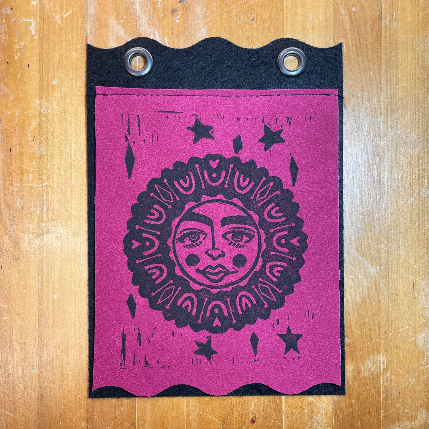 Matilda | Handmade Linocut Sun Banner