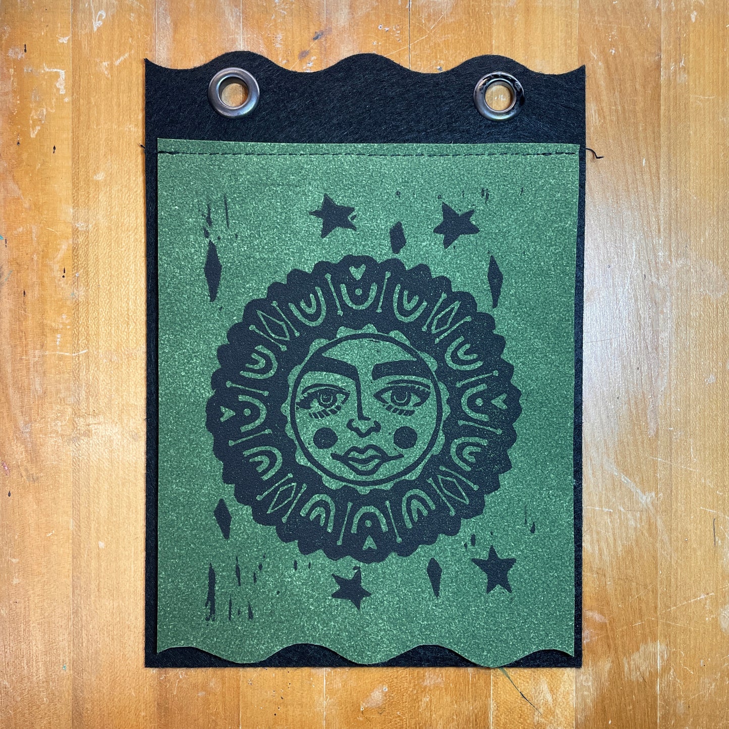 Matilda | Handmade Linocut Sun Banner