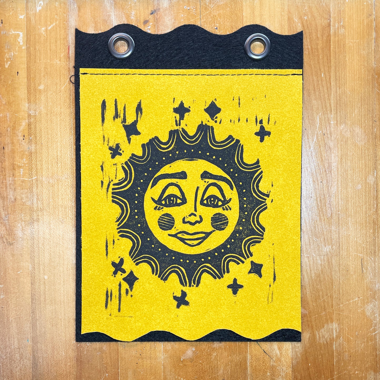 Wilhelmina | Handmade Linocut Sun Banner