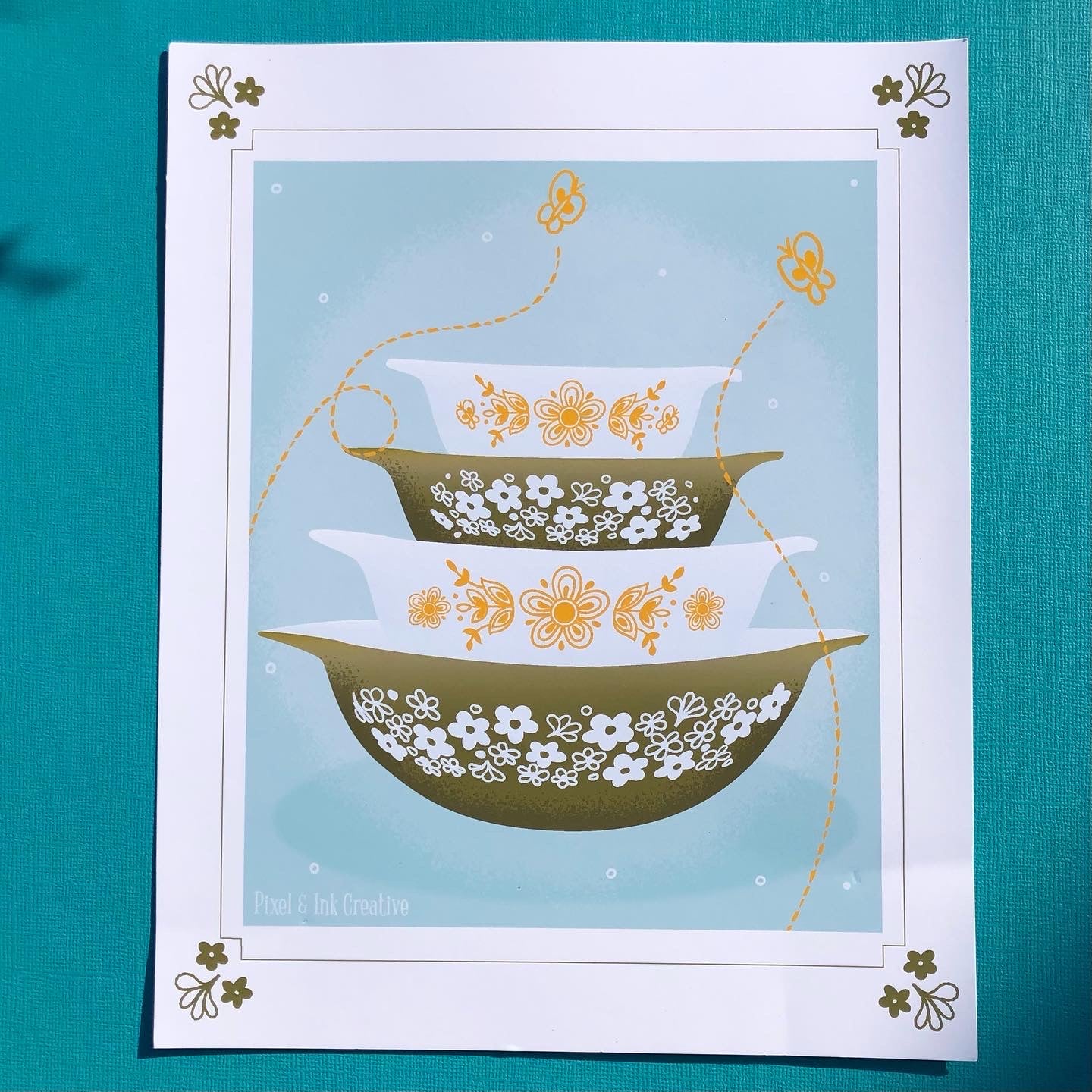 Butterfly Blossom Pyrex Art Print