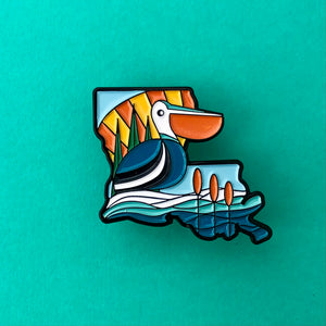 Louisiana Pelican Blues Enamel Pin