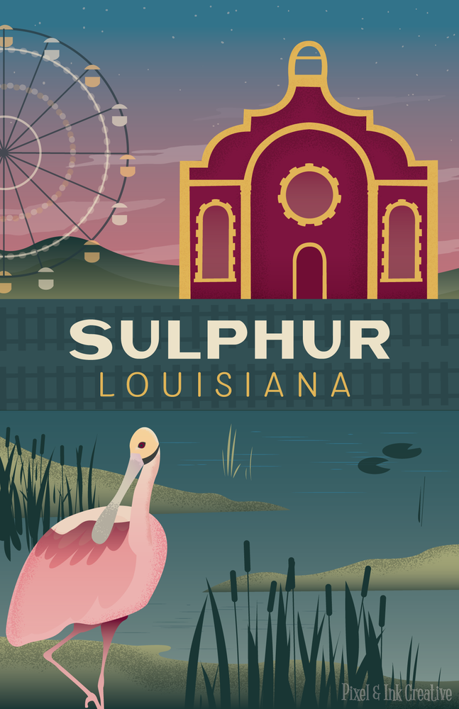 Sulphur Louisiana Travel Poster