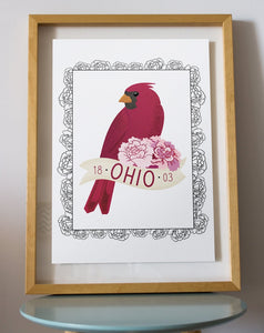 Ohio State Cardinal Art Print