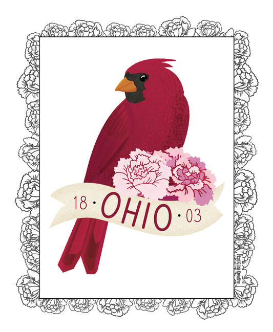 Ohio State Cardinal Art Print