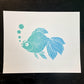 Shimmering Scales Fishy Linocut Print