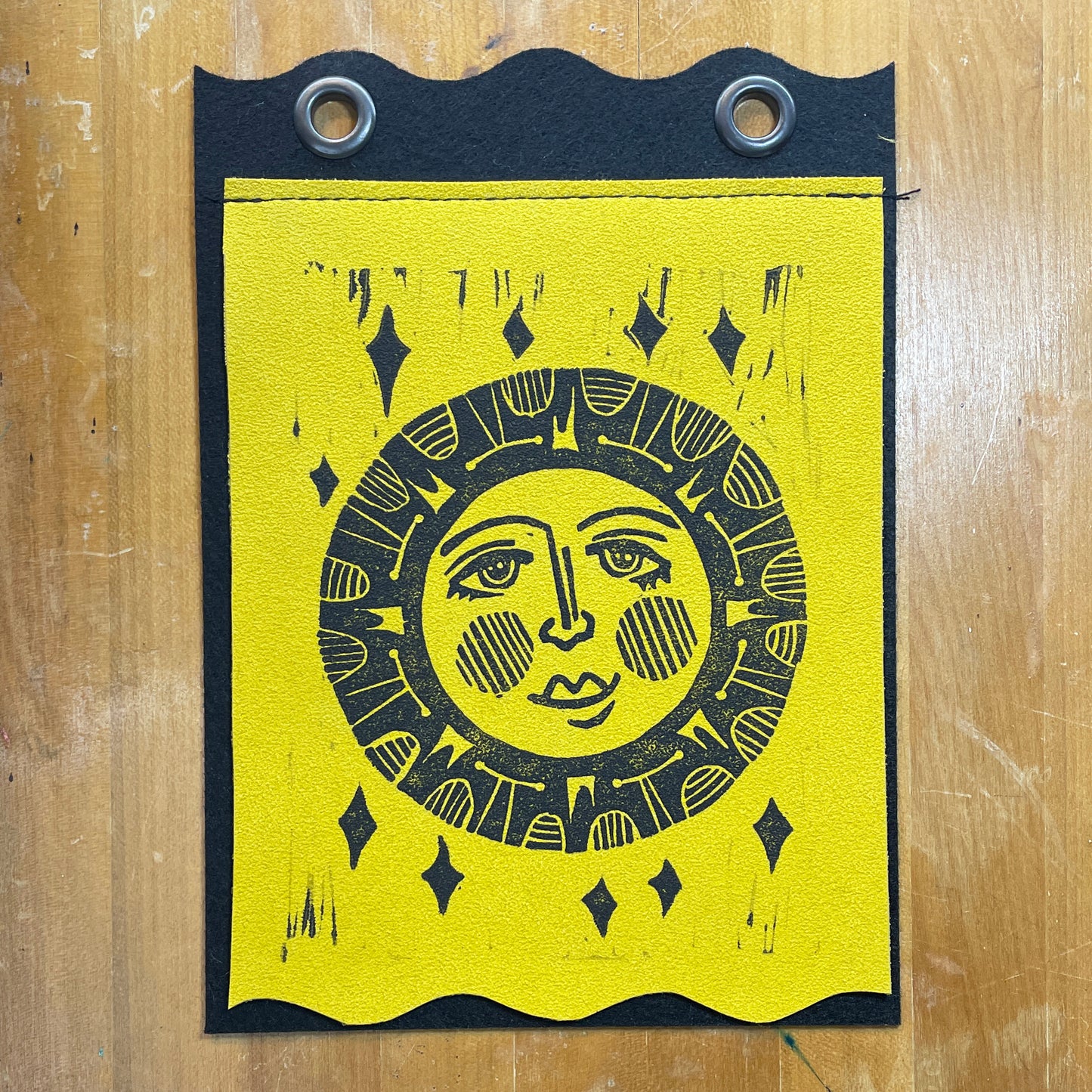 Seraphina | Handmade Linocut Sun Banner