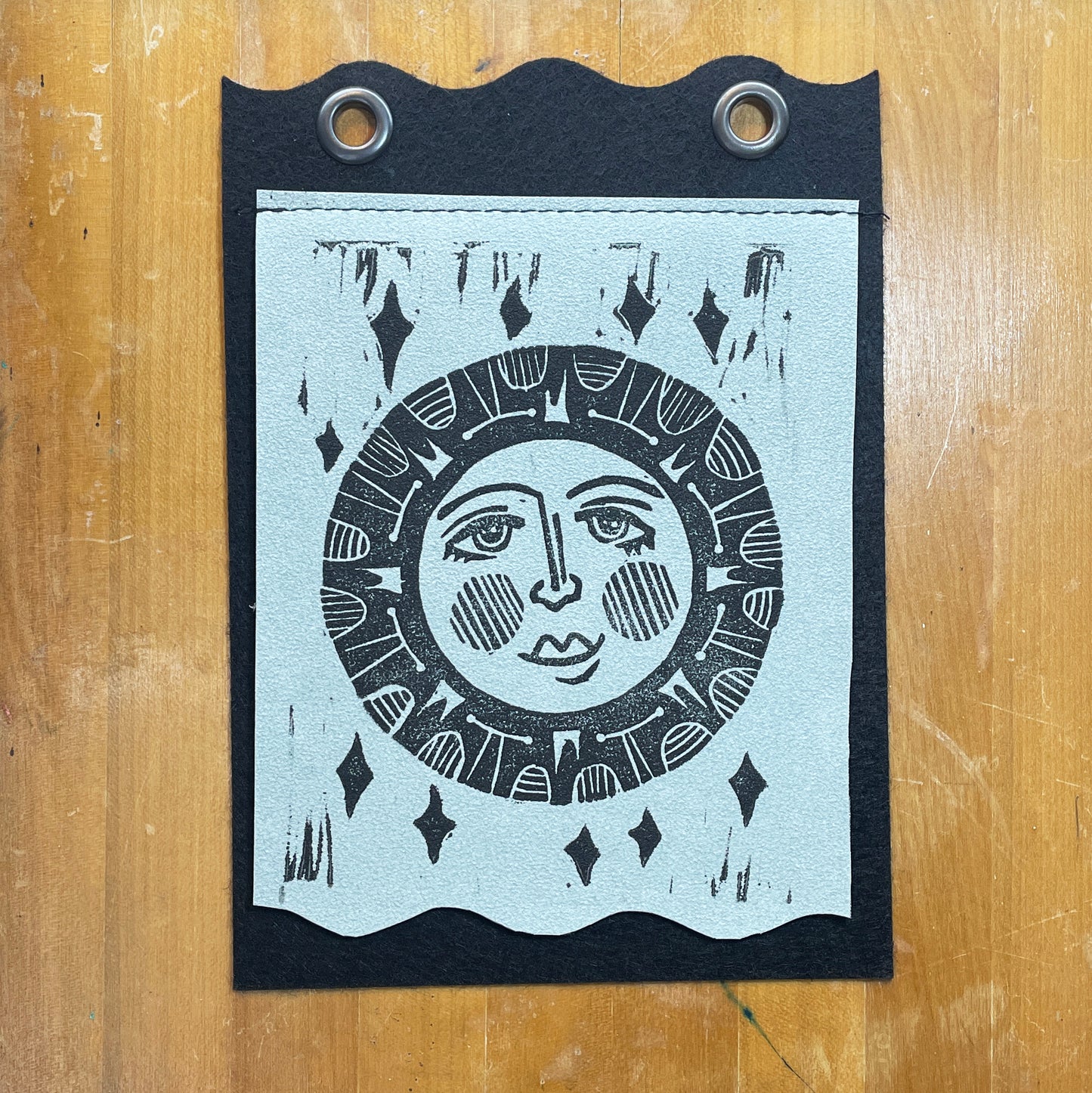 Seraphina | Handmade Linocut Sun Banner