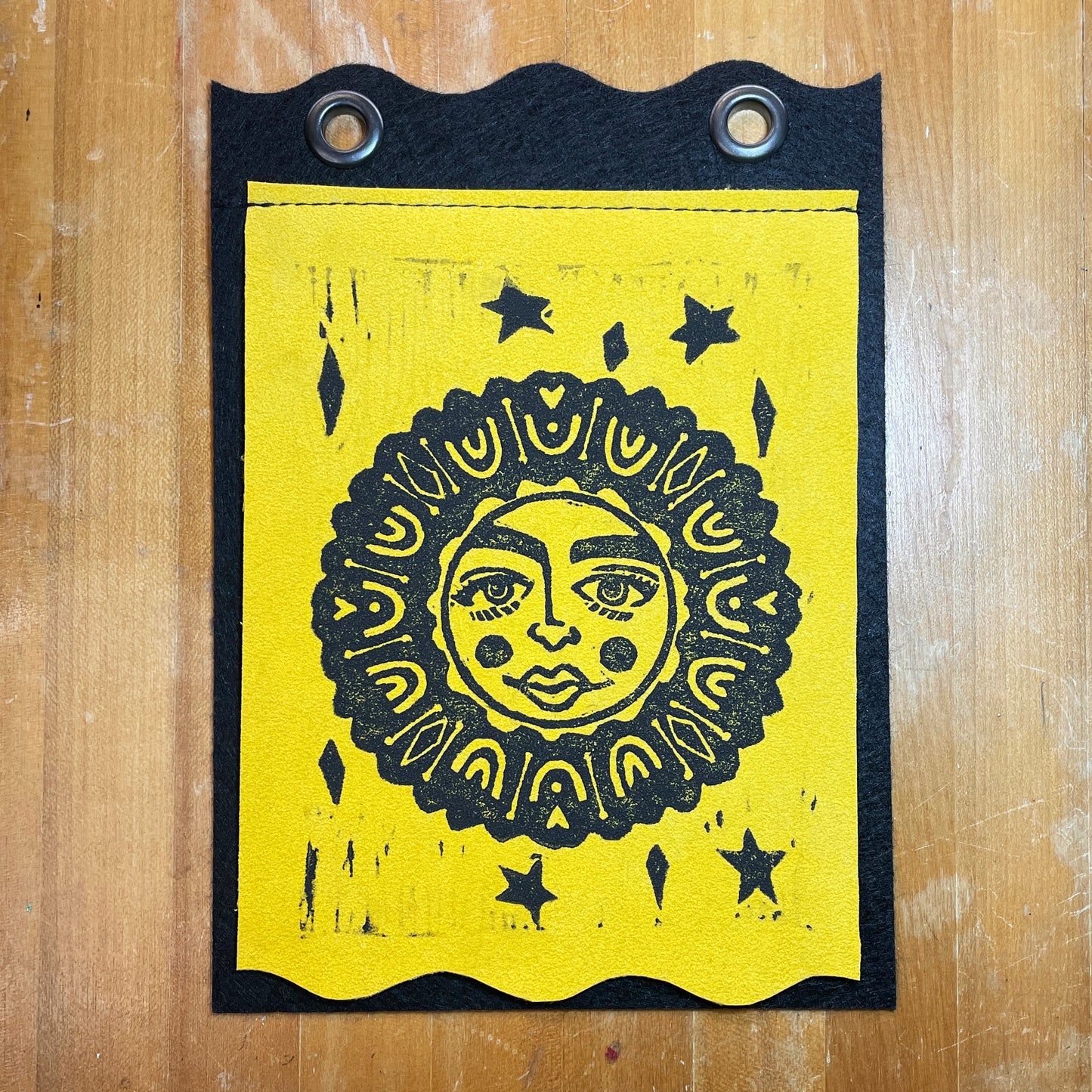 Matilda | Handmade Linocut Sun Banner