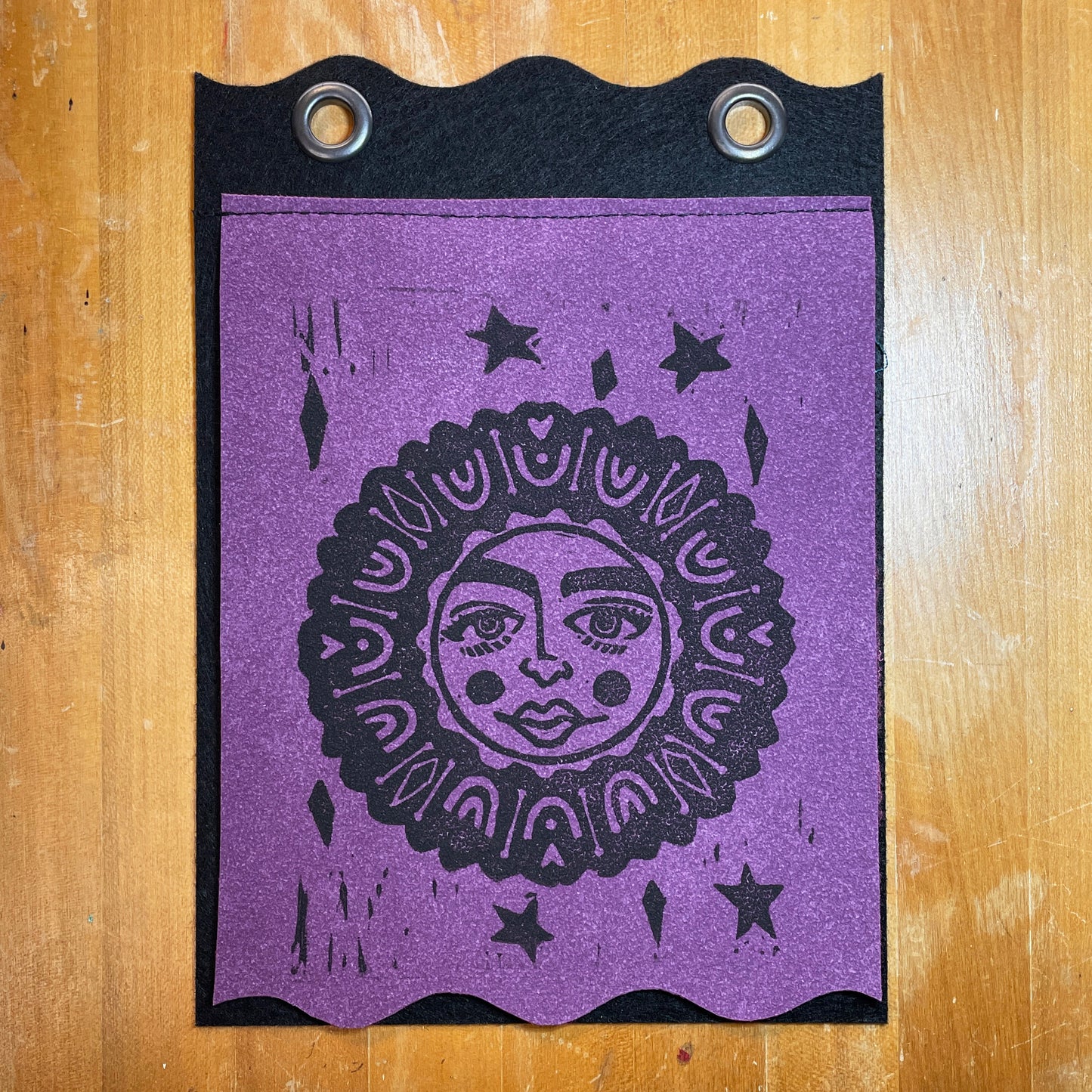 Matilda | Handmade Linocut Sun Banner