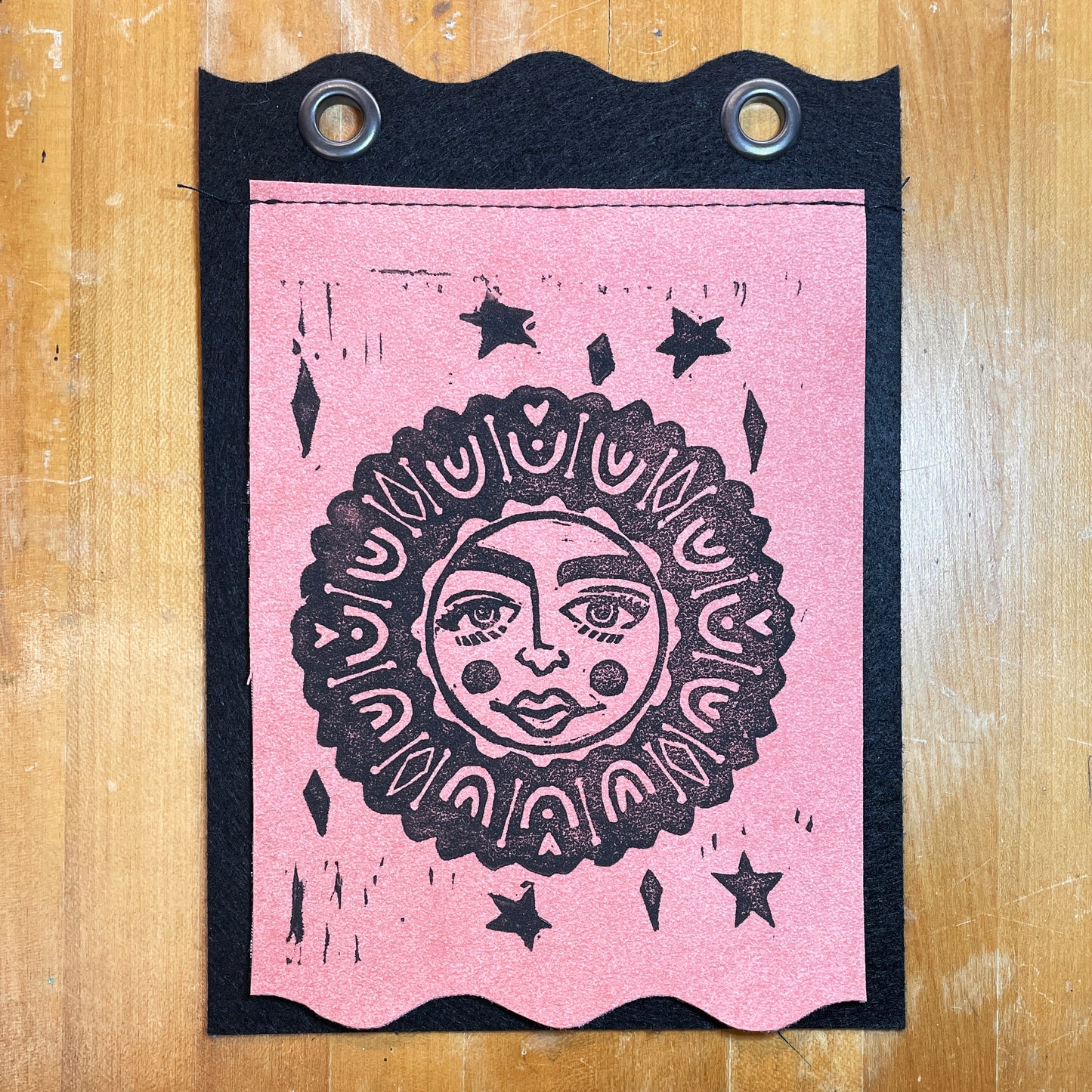 Matilda | Handmade Linocut Sun Banner