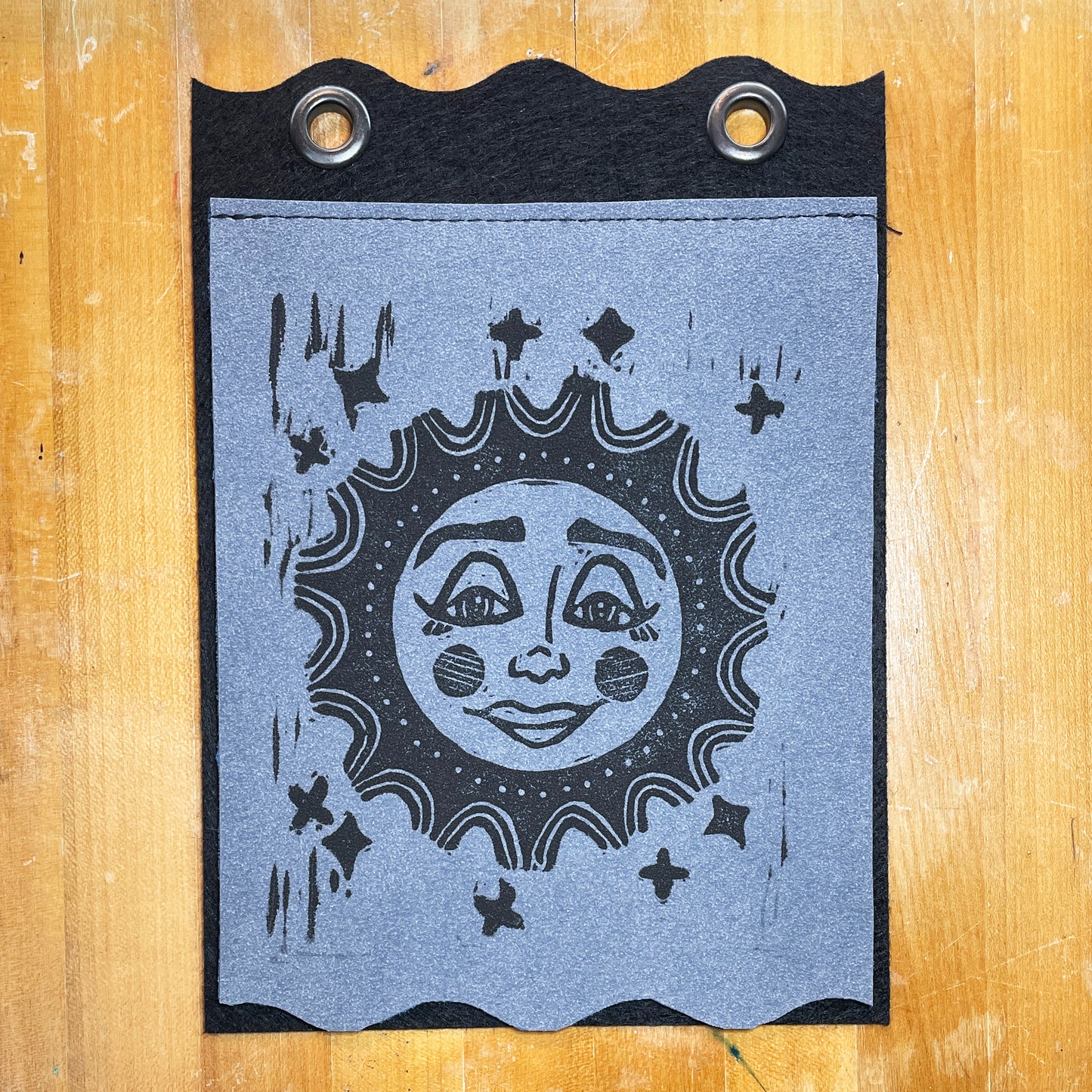 Wilhelmina | Handmade Linocut Sun Banner