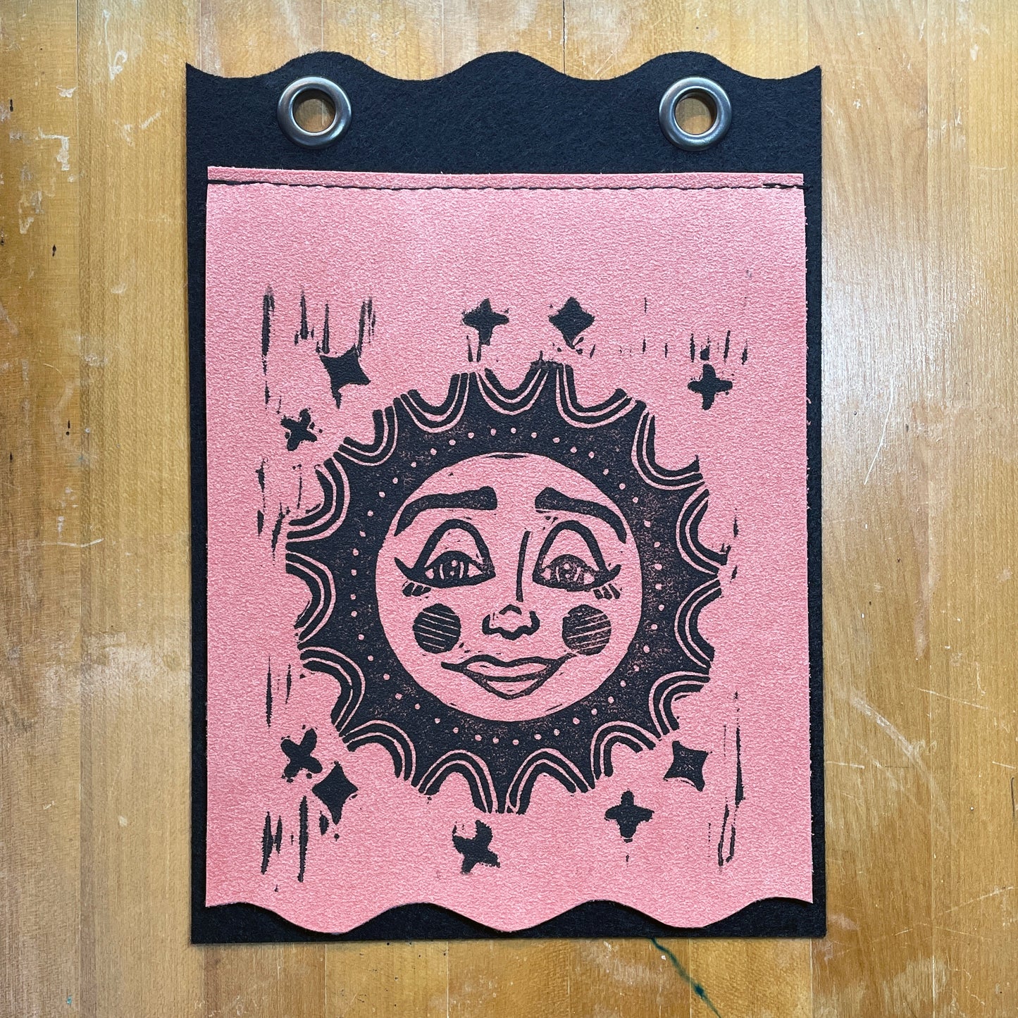 Wilhelmina | Handmade Linocut Sun Banner