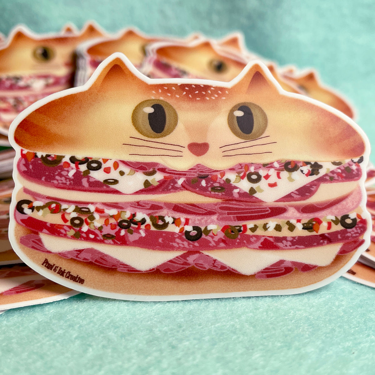 Meow-ffuletta Cat+ Muffuletta Sticker