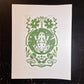 Frog Symmetry Linocut Print