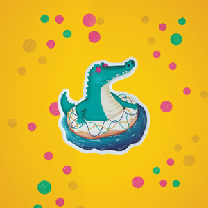 Mardi Gras Float Gator Sticker