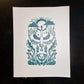 Spoonbill Symmetry Linocut Print