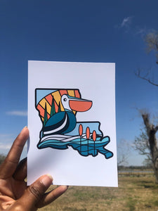 Louisiana Pelican Blues art print