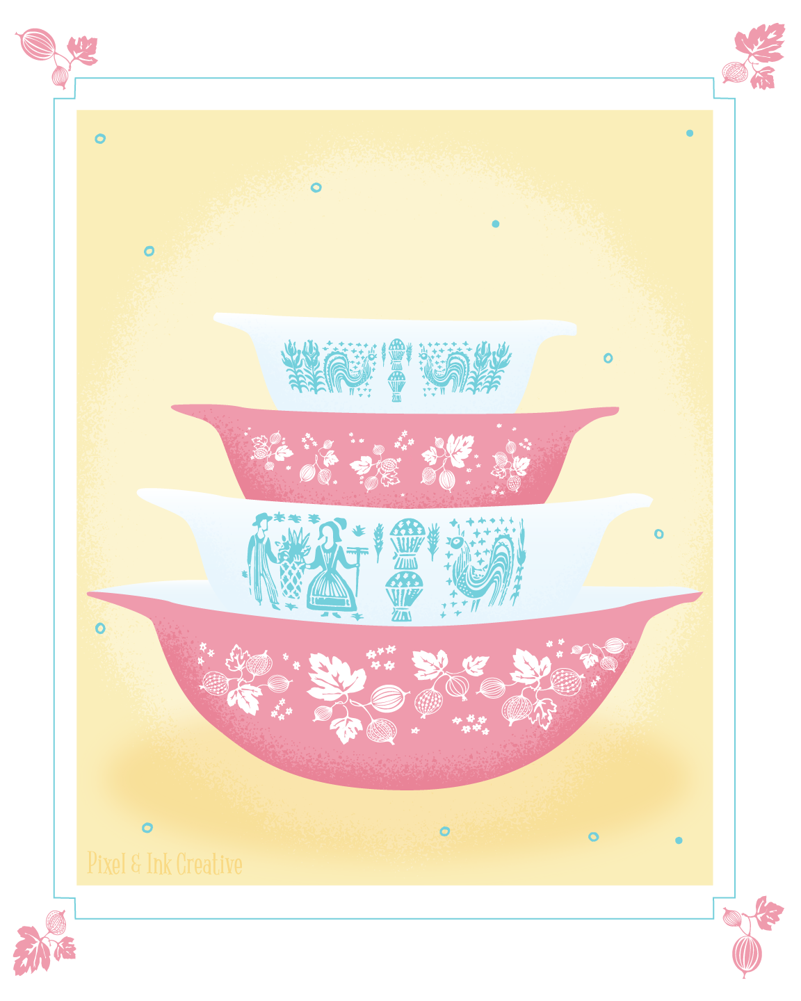 Butter Berry Pyrex Art Print