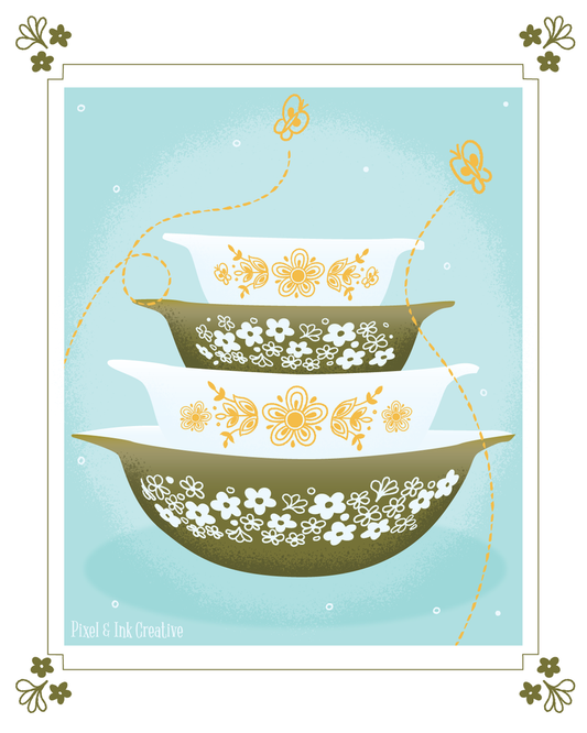 Butterfly Blossom Pyrex Art Print